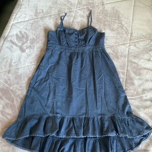 Mossimo Supply Co. Navy Blue Spaghetti-Strap Ruffle-Hem Dress